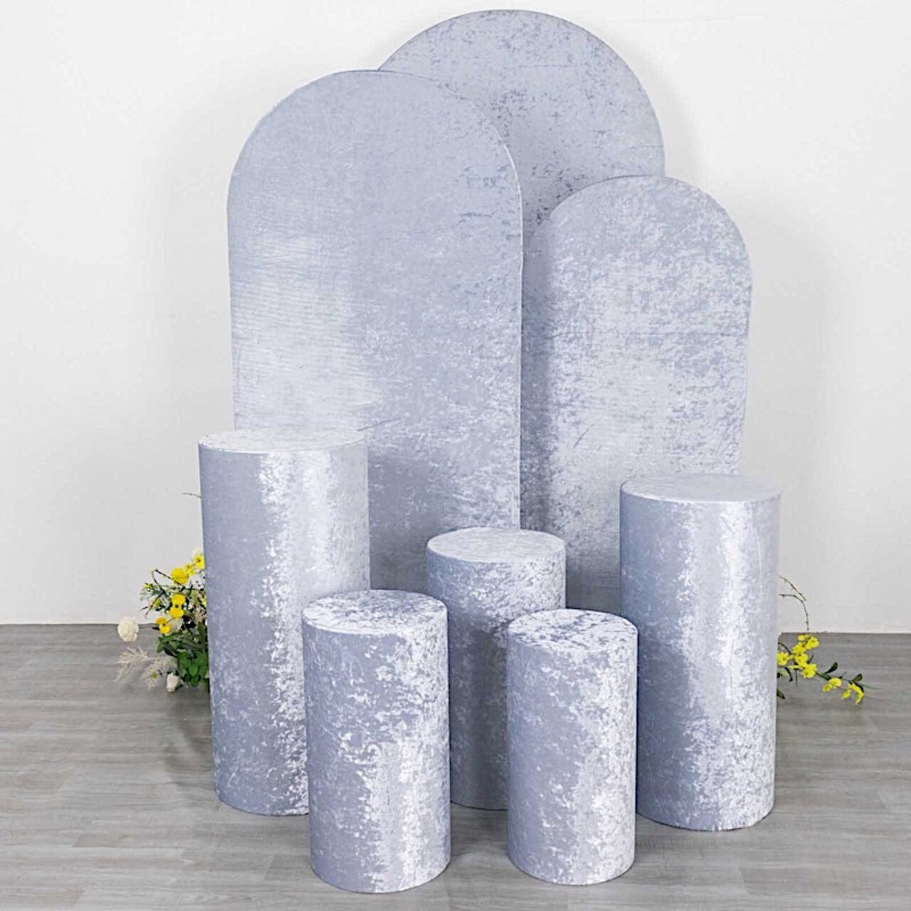 5 Cylinder Pedestal Crushed Velvet Display STAND COVERS